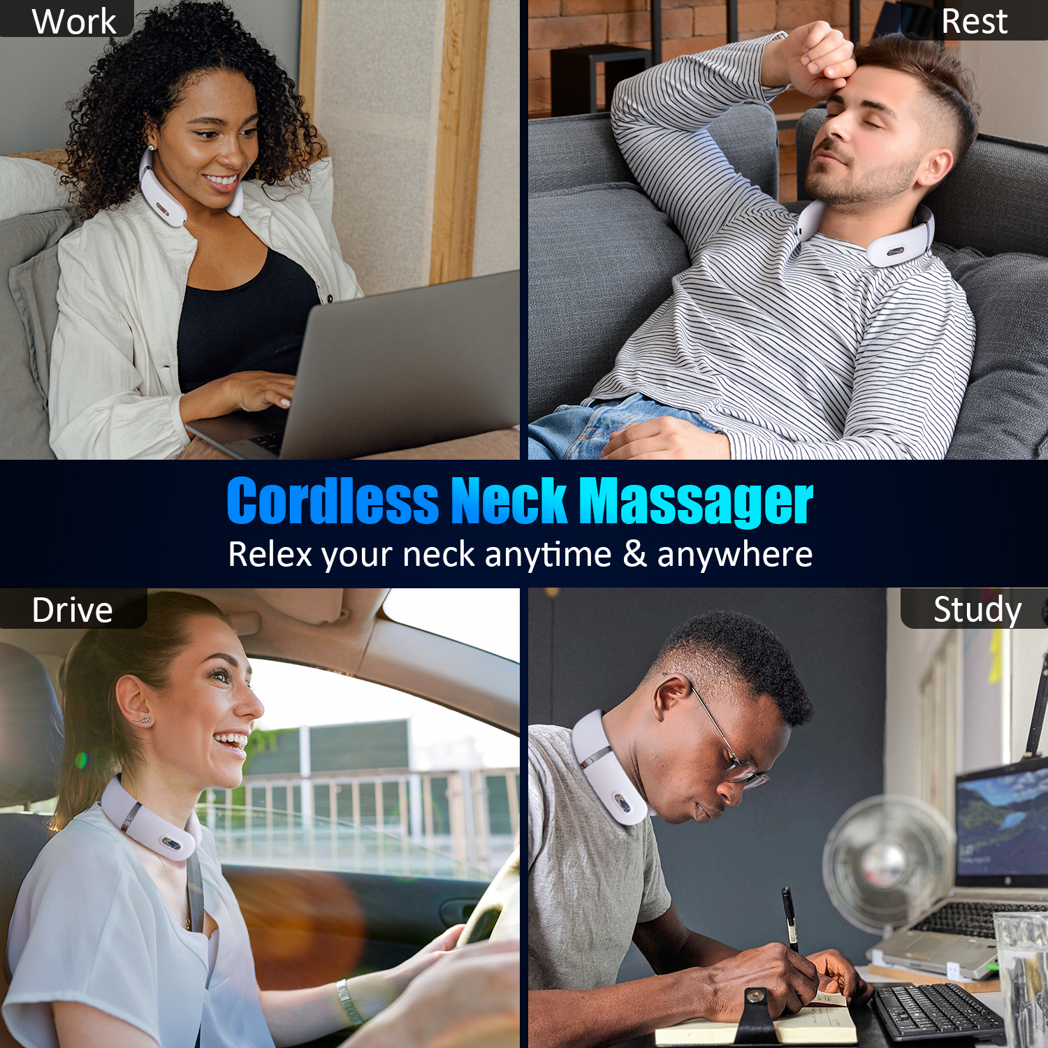 MEEEGOU Импульсный массажер для шеи с подогревом, интеллектуальный EMS-массажер для шеи